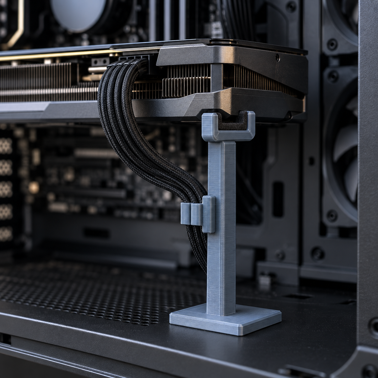 Telescoping GPU Sag Brace with Cable Comb