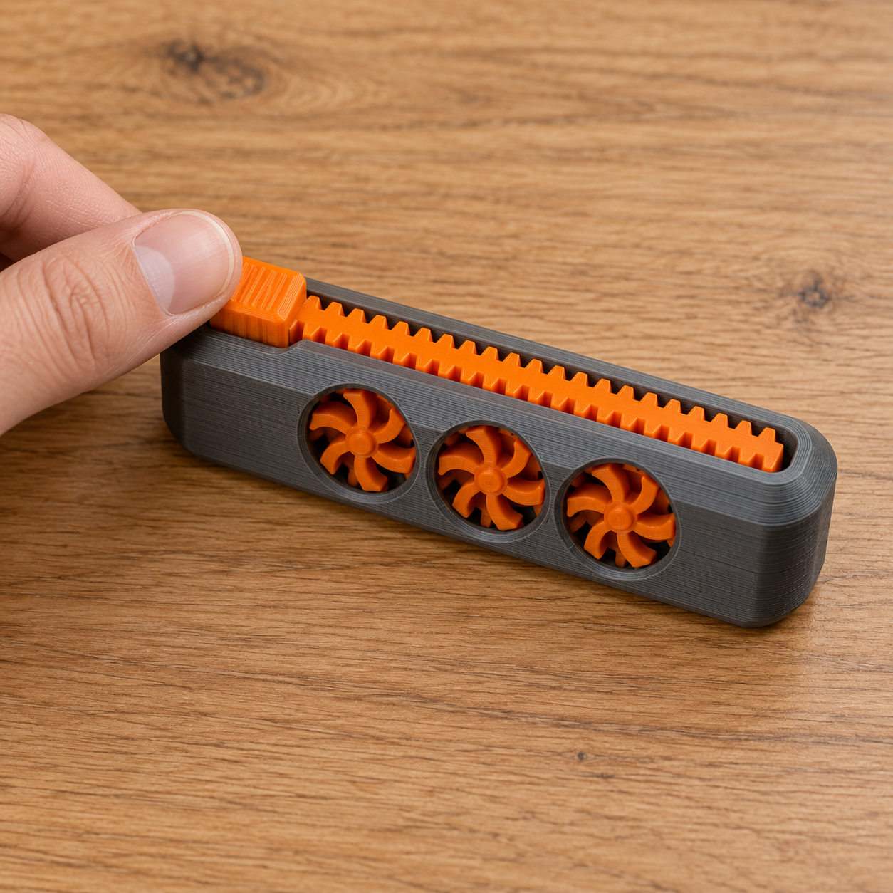 Flick-Rack Gear-Train Fidget Bar
