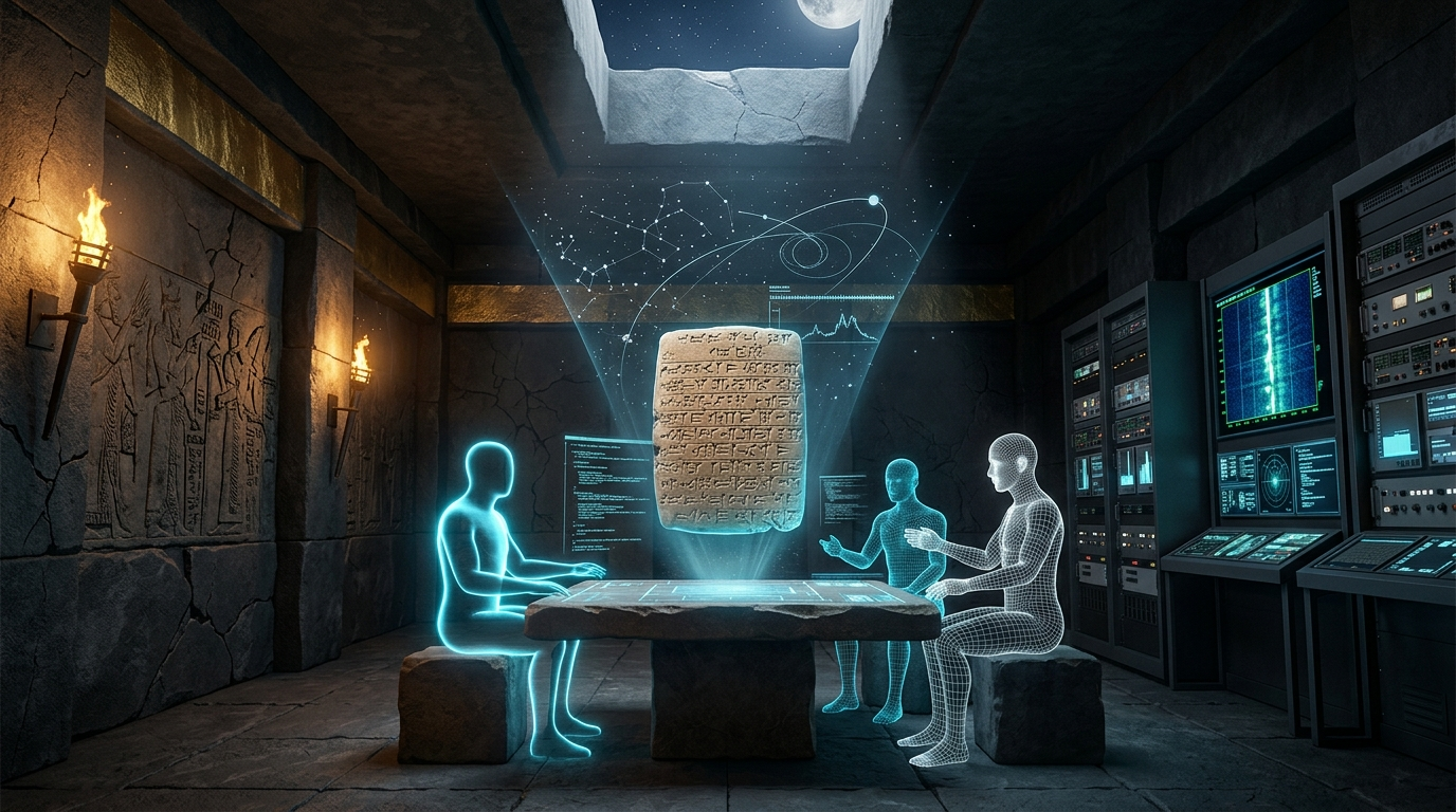Ancient Myths, Religion, and Extraterrestrial Contact — Anunnaki and giants as ET records; Hollow Earth/stargate concepts; Vatican secrets and shamanism; AI synthesis of historical texts with UAP data.