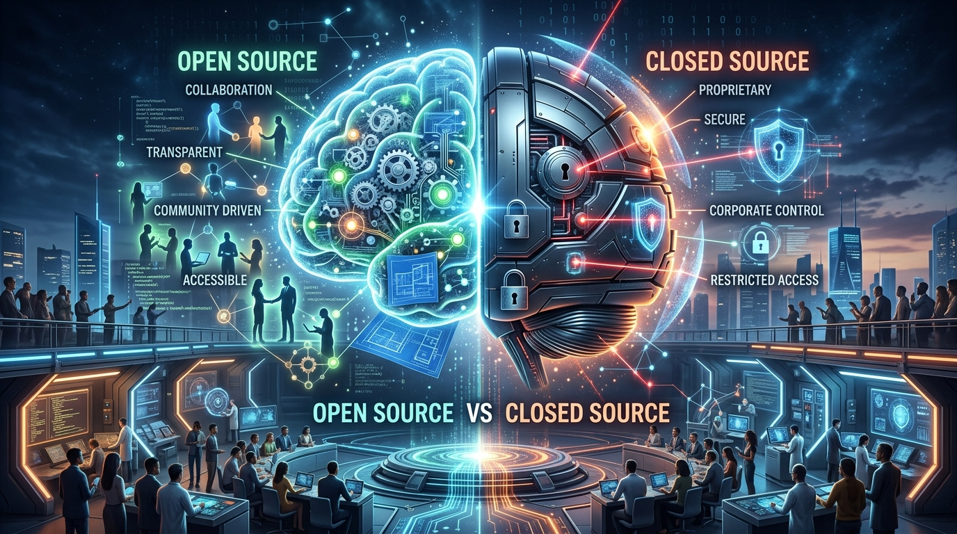 Open Source AI vs Closed AI — Innovation speed; safety control; national competitiveness; business models.