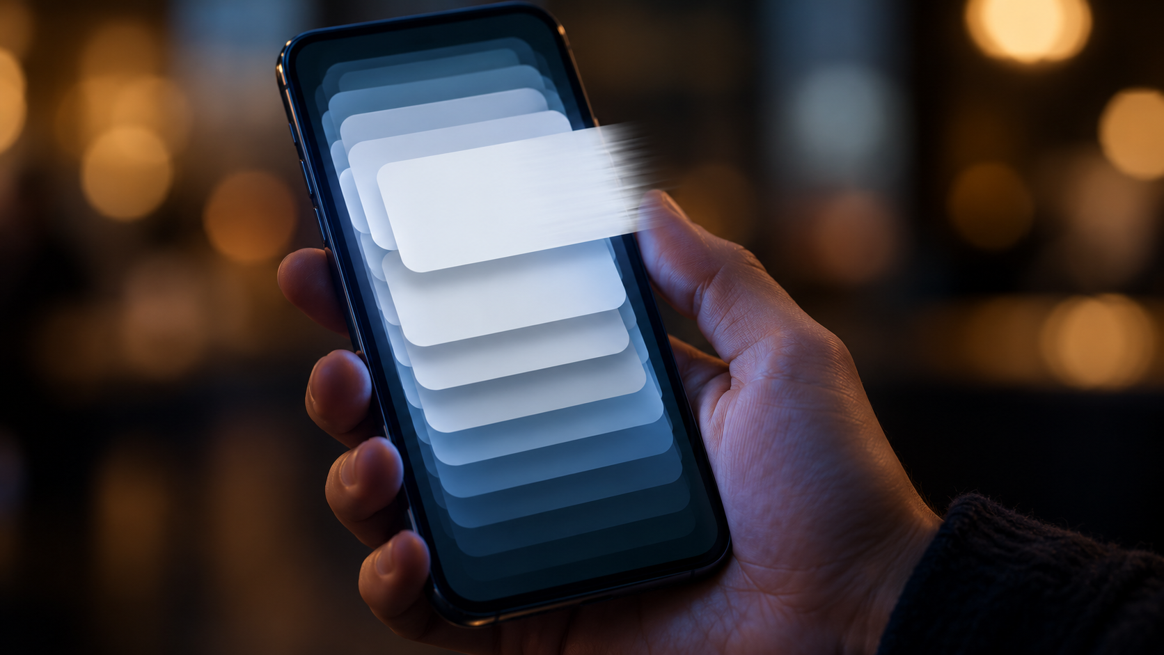 A single rescheduled meeting notification repeats endlessly across a smartphone screen