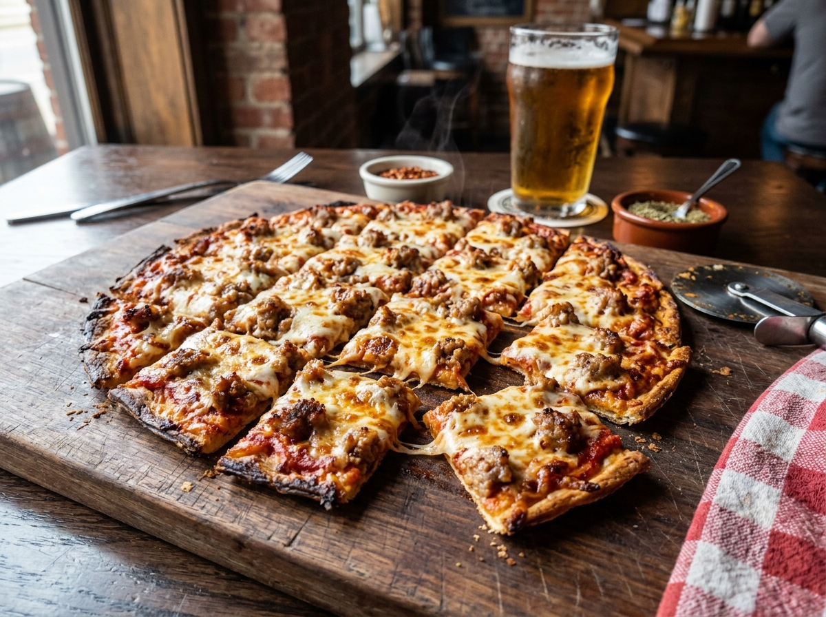 Chicago Tavern-Style Thin Crust Pizza