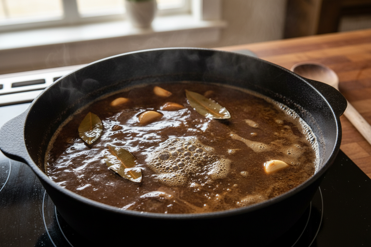 Au jus simmering