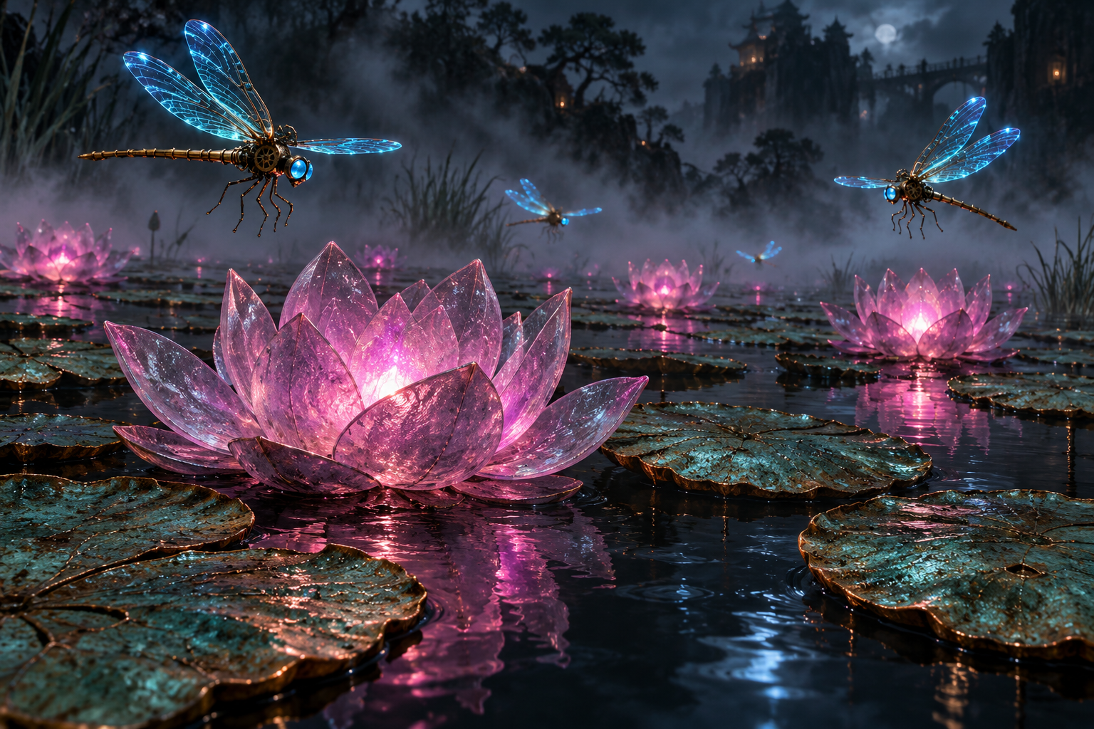 Bioluminescent Lotus Pond