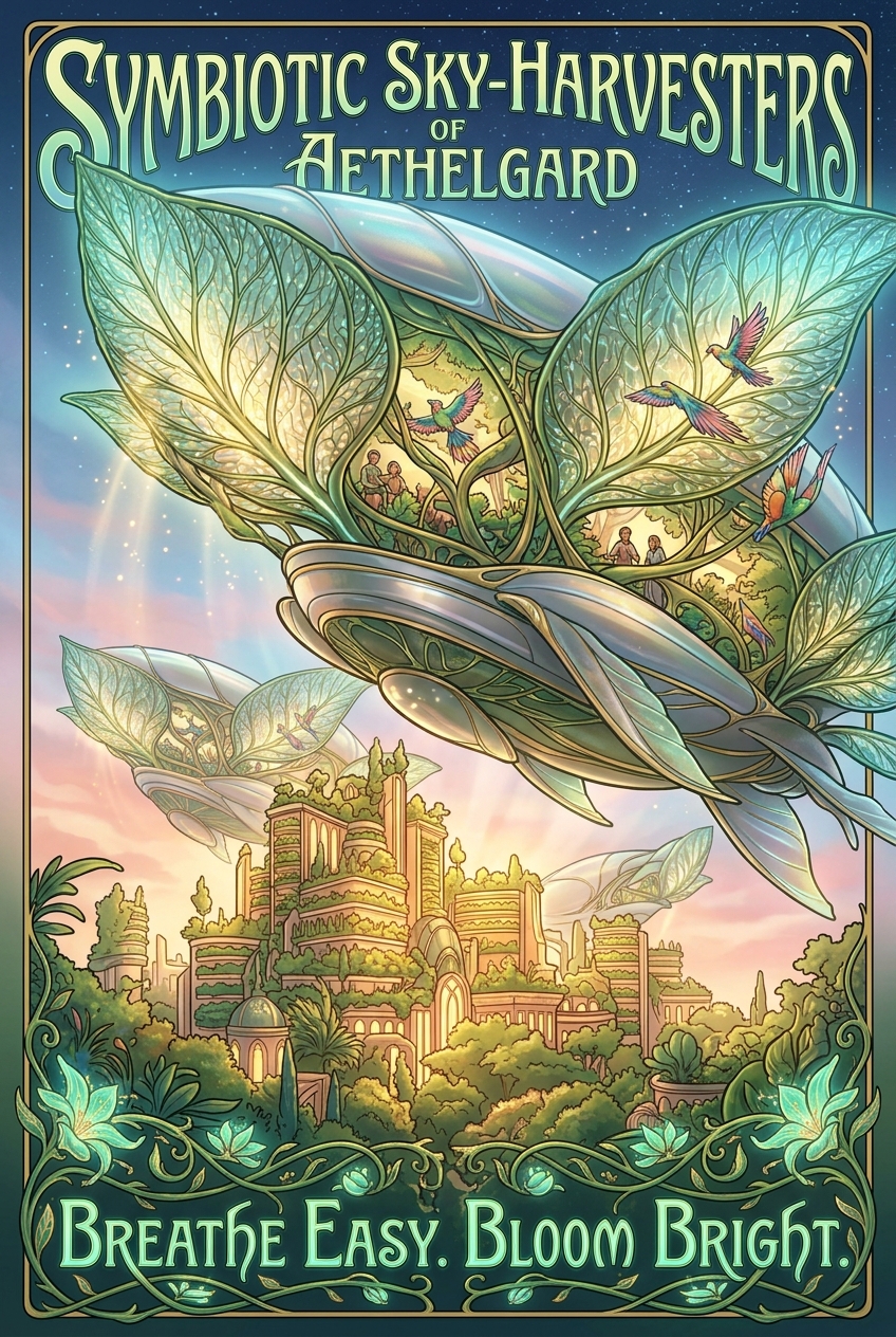 Symbiotic Sky-Harvesters of Aethelgard