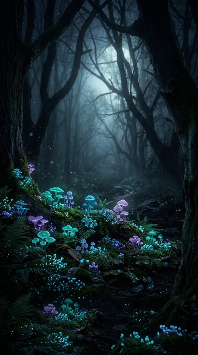 Bioluminescent Forest — mobile wallpaper