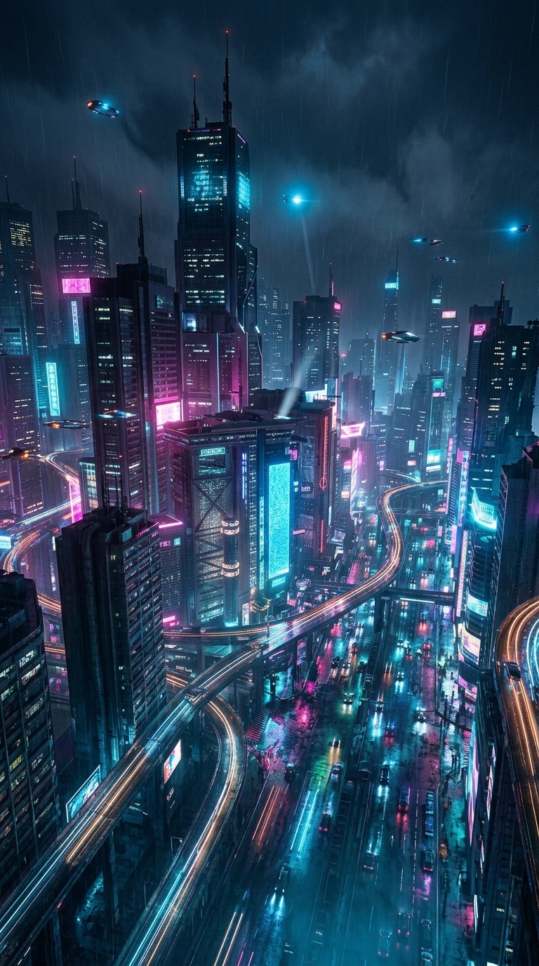 Cyberpunk City — mobile wallpaper