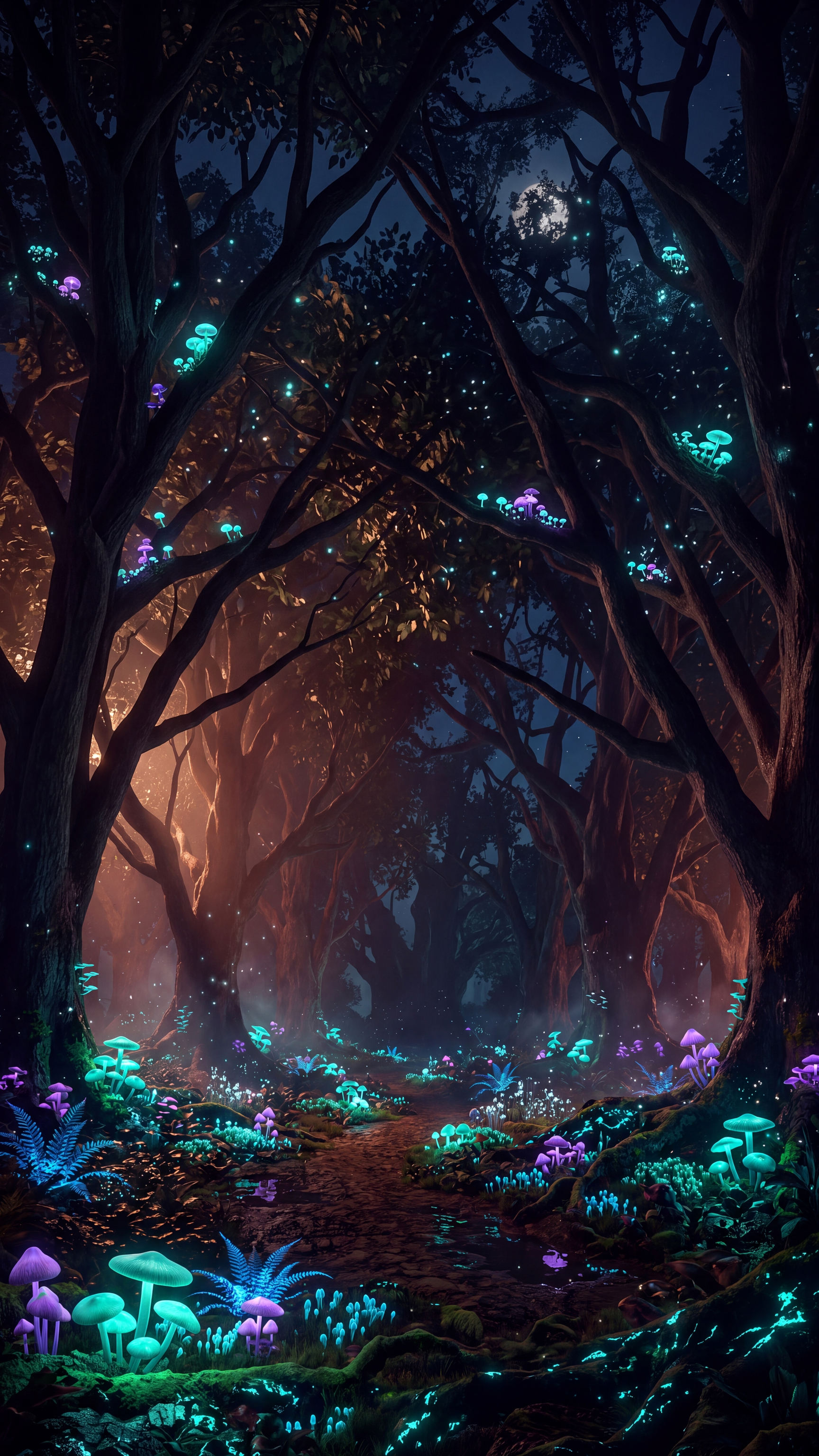 Bioluminescent Forest — mobile wallpaper